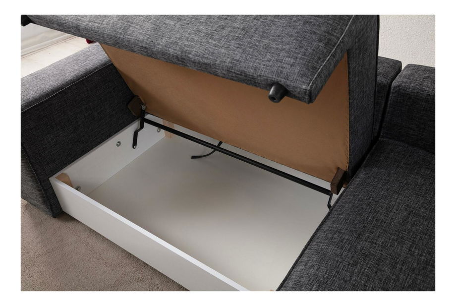 Rohová sedačka Pirlofenzza (s úl. prostorem) (P) (tmavě šedá)