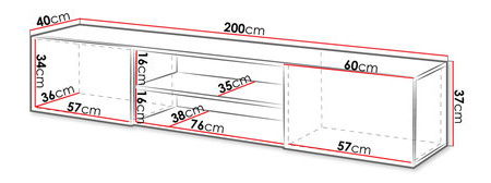 TV skříňka/stolek Kody K (černá + černý lesk)
