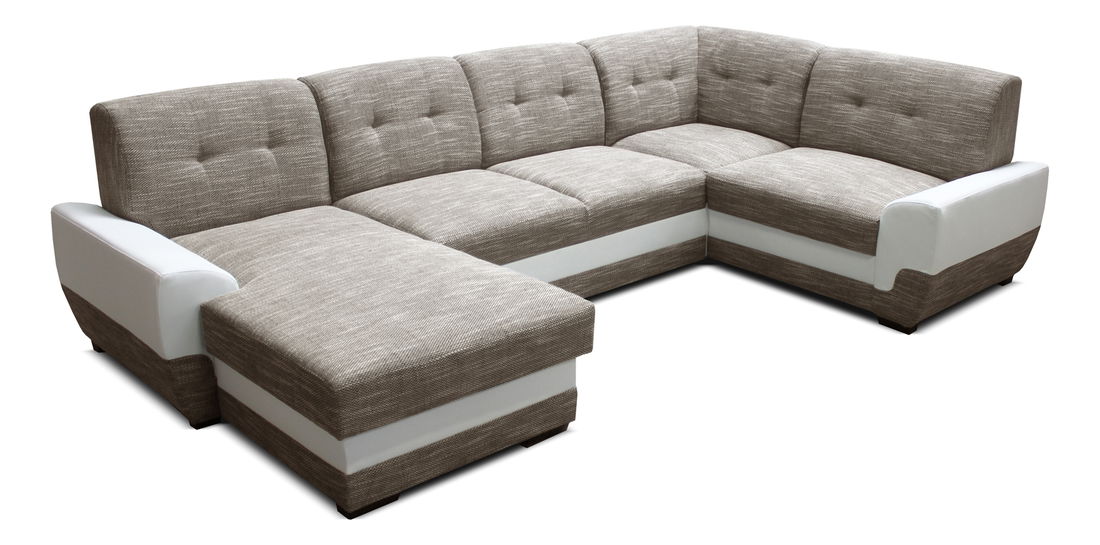 Rohová sedací souprava U Simona L+2+A+1 (béžová + bílá) (L)