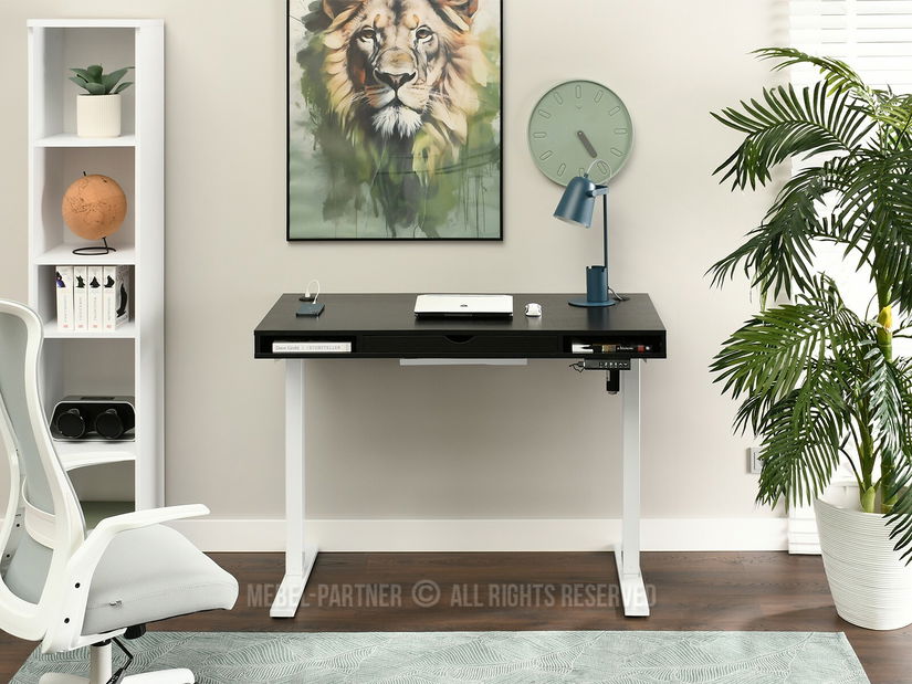 PC stolek Osto 120 (černé dřevo + bílá)