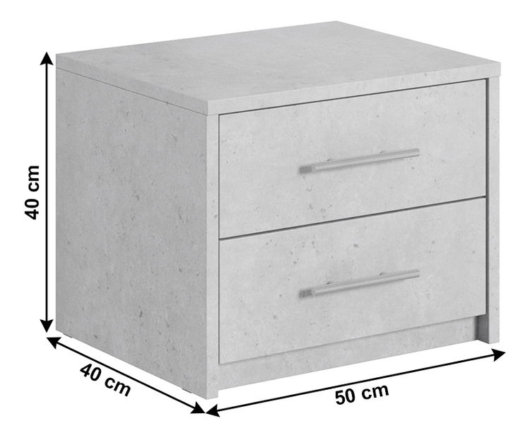 Noční stolek Atalen (šedý beton)