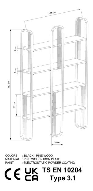Regál Pedanu 1 (černá)