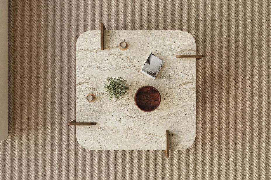 Konferenční stolek Afro (travertin + ořech)