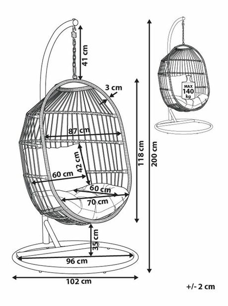 Závěsné křeslo Aslaug (bílá)