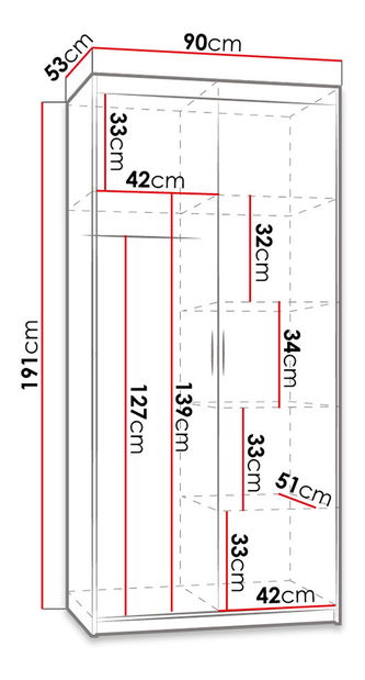 Šatní skříň Milica 2D (dub lefkas)