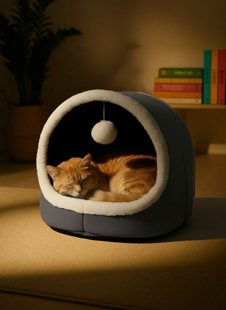 Pelíšek pro kočky Alasia (šedá) 1