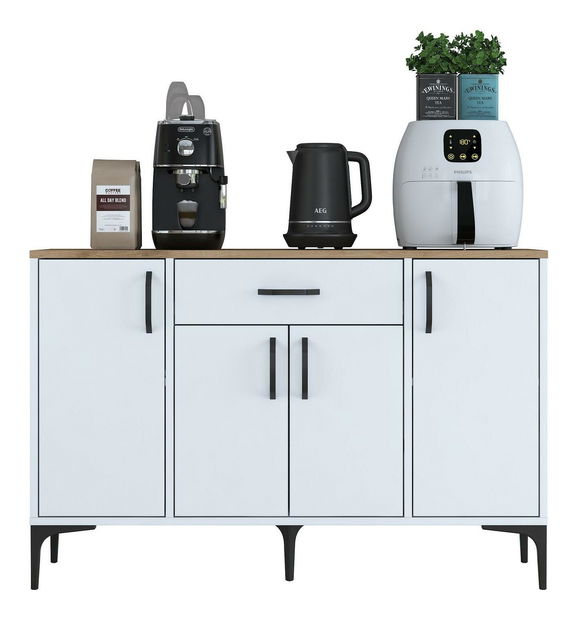 Komoda Jenaretta 136A (bílá + ořech)