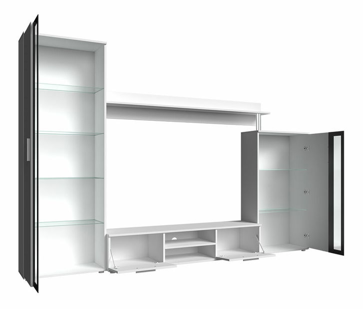 Obývací stěna Orenia (dub sonoma + černá) (osvětlení led bílé)