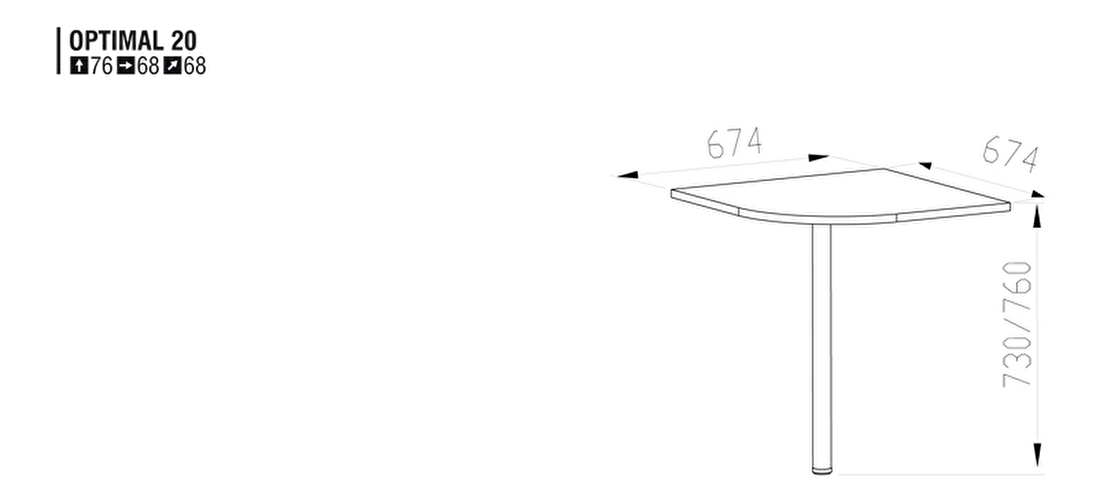 Rohová spojka stolu Optimal 20