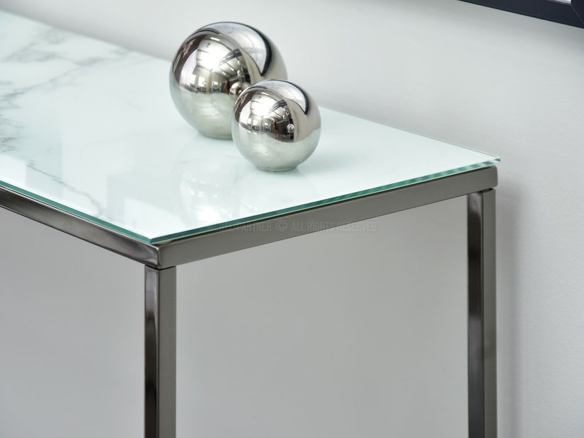 Konzolový stolek Bella Kons (bílý mramor + černá)