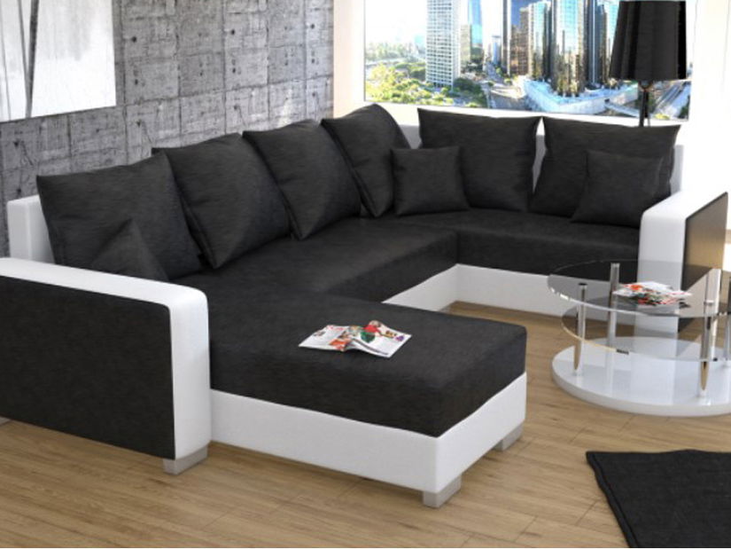 Rohová sedačka U Palio (bílá + černá) (P)