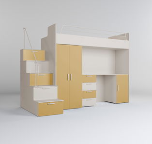 Dětská postel Ruby IV S (kašmír + kari žlutá) (s rošty)