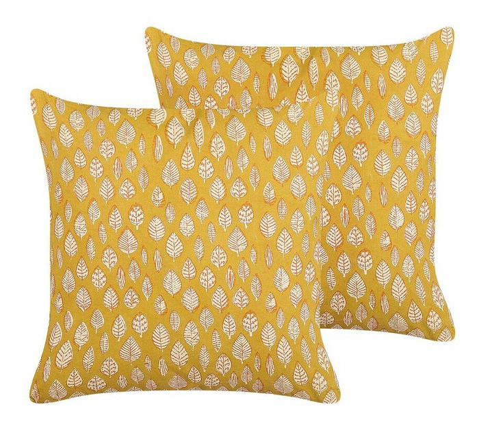 Sada 2 ozdobných polštářů 45 x 45 cm Ginna (žlutá)
