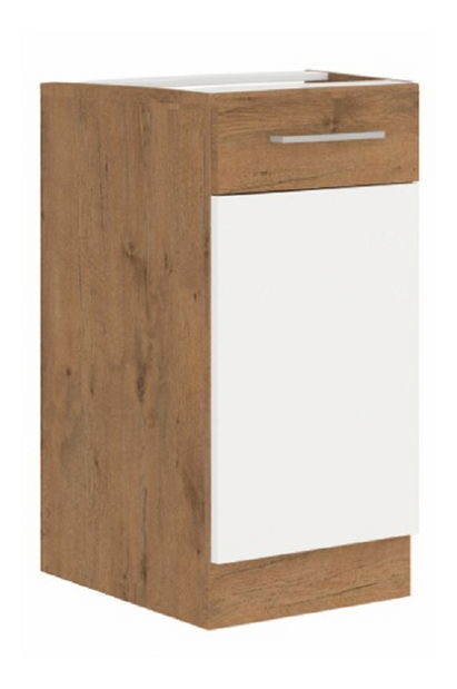 Dolní kuchyňská skříňka D40 1F BB Velaga (lesk bílý + dub lancelot)