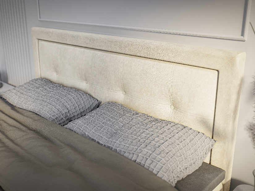 Boxspring postel 200 cm Veronica (krémová) (s matrací a úl. prostorem)