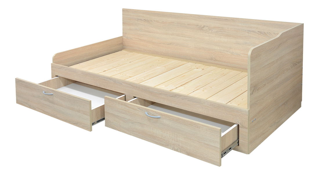 Rozkládací pohovka Menetas (dub pobřežní + oliva) (s roštem a matracem) (s úl. prostorem)