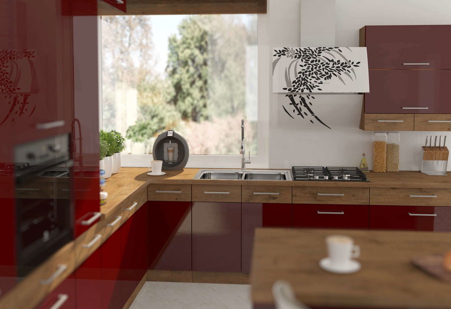 Dolní kuchyňská skříňka Virion 60 DK 210 2F (dub lancelot + bordó)