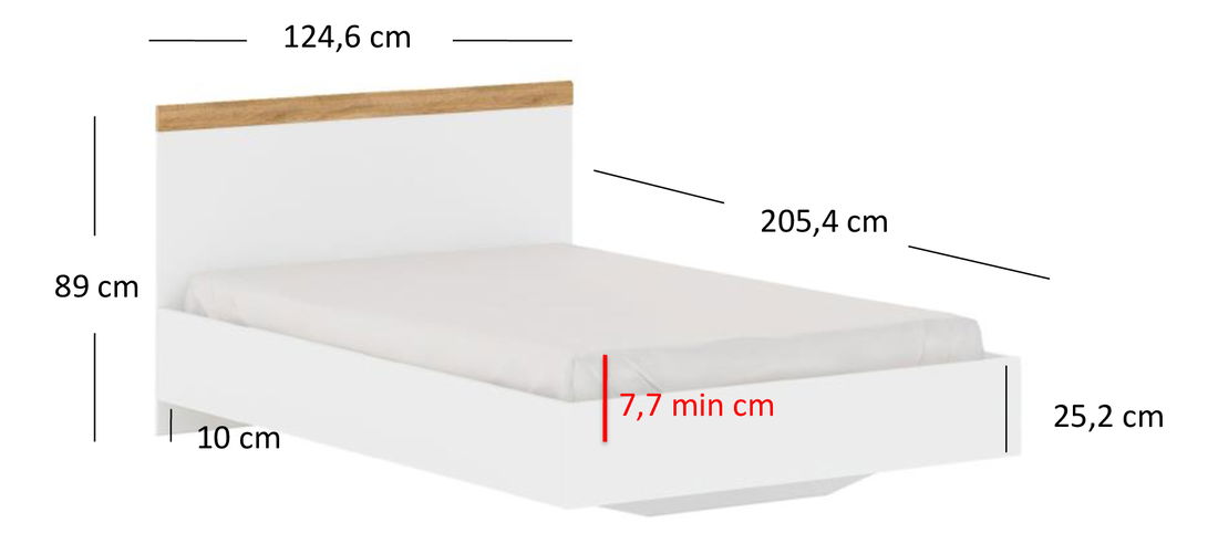 Manželská postel 120 cm Vina (bílá + dub wotan) (bez roštu a matrace)