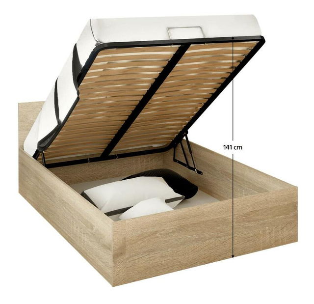 Manželská postel 140 cm Discutibles (dub sonoma) (s roštem) (s úl. prostorem)