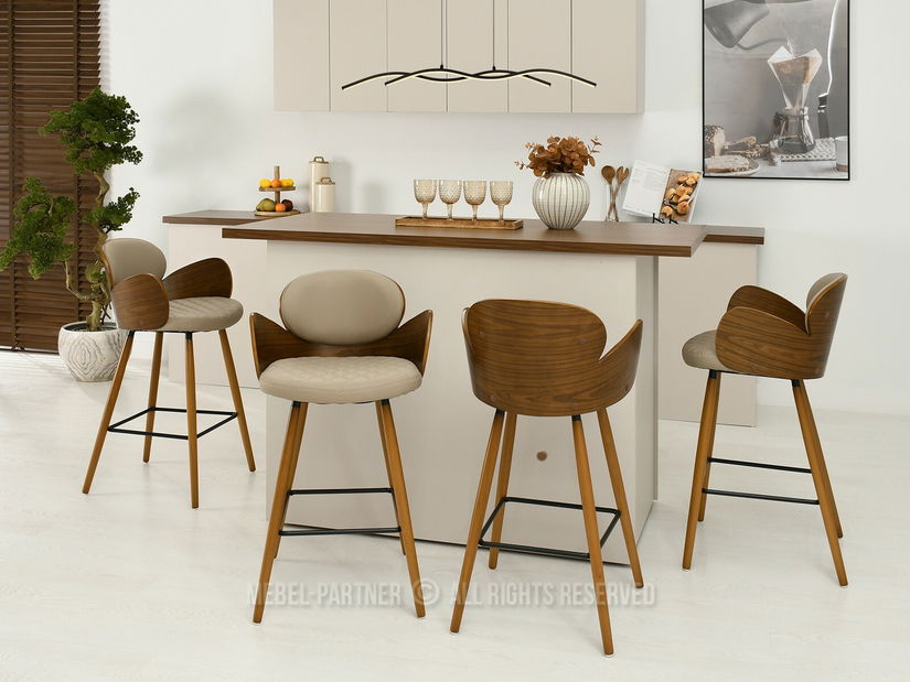 Židle Aimee H (tmavobéžová + ořech)