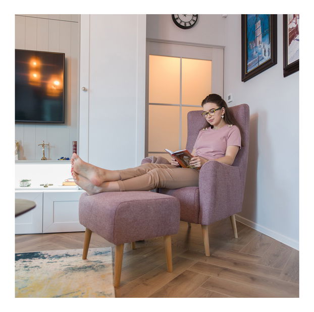 Taburet Saif (starorůžová + buk)