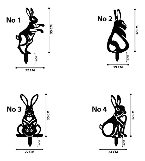 Dekorativní sada kovových doplňků do zahrady Rabit (černá)