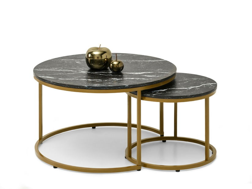 Konferenční stolek Klara (černý mramor + zlatá)