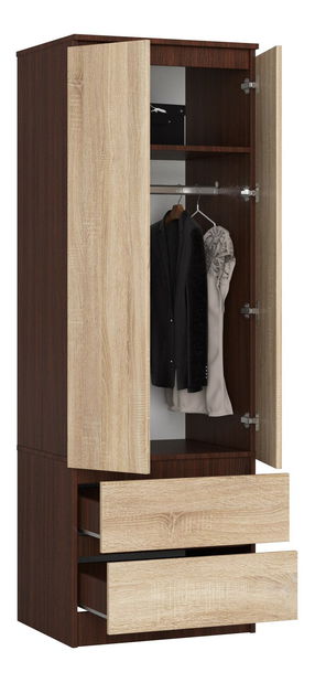 Šatní skříň Suman (wenge + dub sonoma)