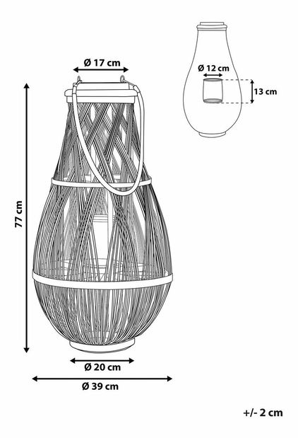 Lucerna TUMBA 77 cm (kov) (světlé dřevo)