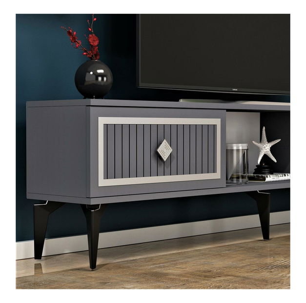 TV stolek/skříňka Kututa 2 (antracit + stříbrná)