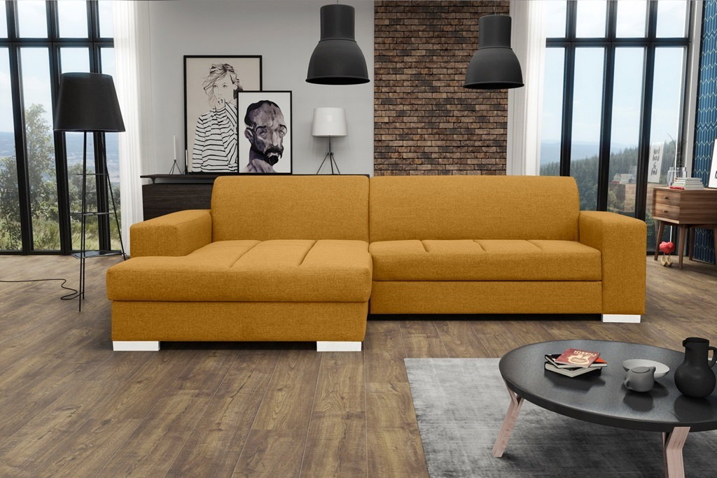 Rohová sedací souprava Matar (hořčicová) (L)