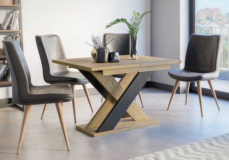 Jídelní stůl Xalin (artisan + černá) (pro 4 až 6 osob)