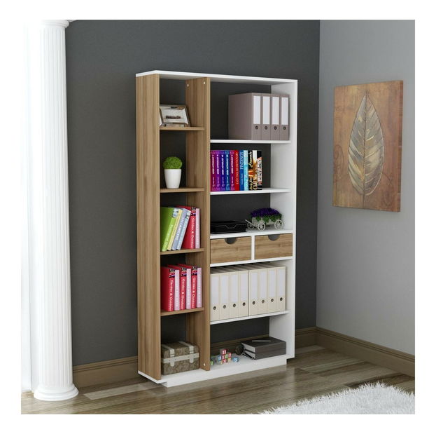 Regál Mubede (bílá + ořech)