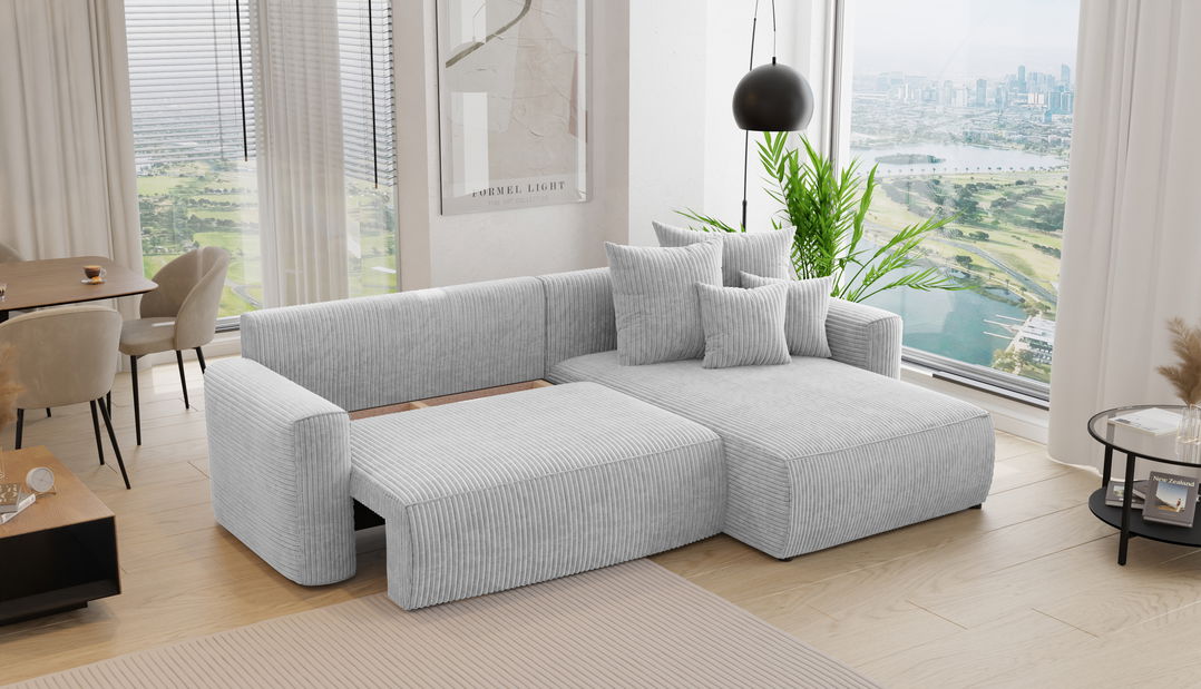 Rohová sedačka Baria (P) (světle šedá)