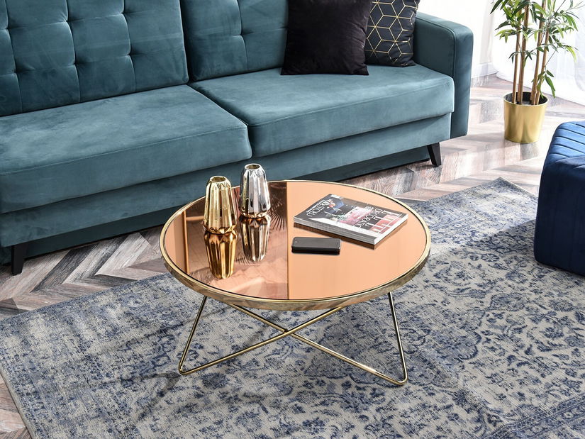 Konferenční stolek Armin Xl (zlatá + hnědá)