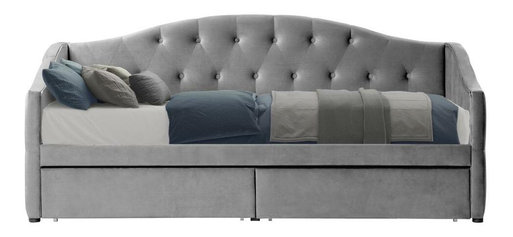 Jednolůžková postel (válenda) 90 cm Zonas (šedá) (s roštem) (s úl. prostorem)