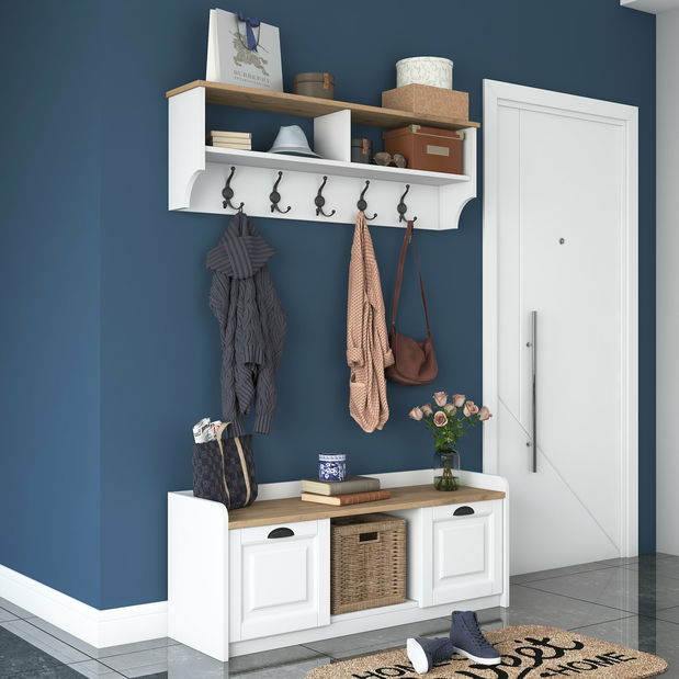 Předsíňová sestava Pixie 2 (Bílá + Ořech)