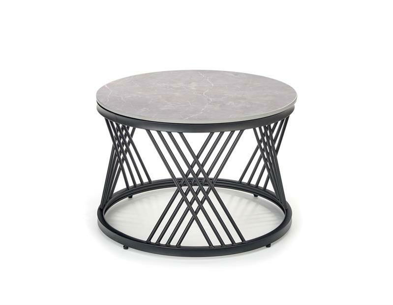 Set 2 ks. Konferenčních stolků Felecia (šedý mramor + černá)