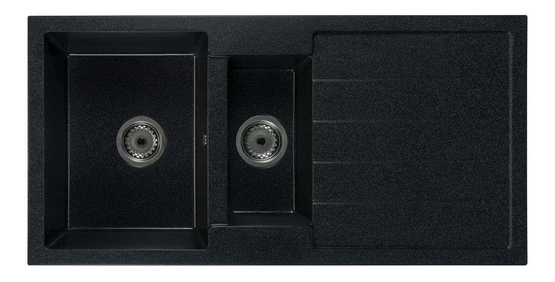Kuchyňský dřez Yuxur (černá + textura) (s 1 otvorem pro baterii) (P)