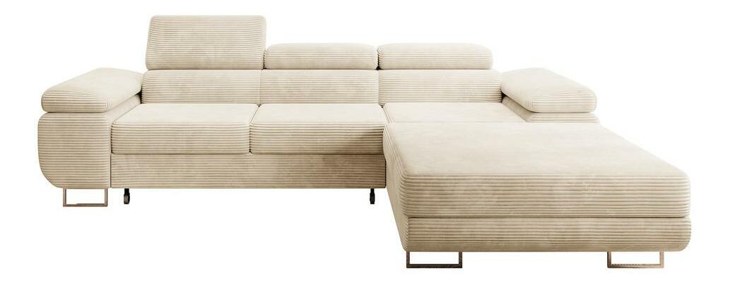 Rohová sedací souprava Grande (P) (světlobéžová + chromová)