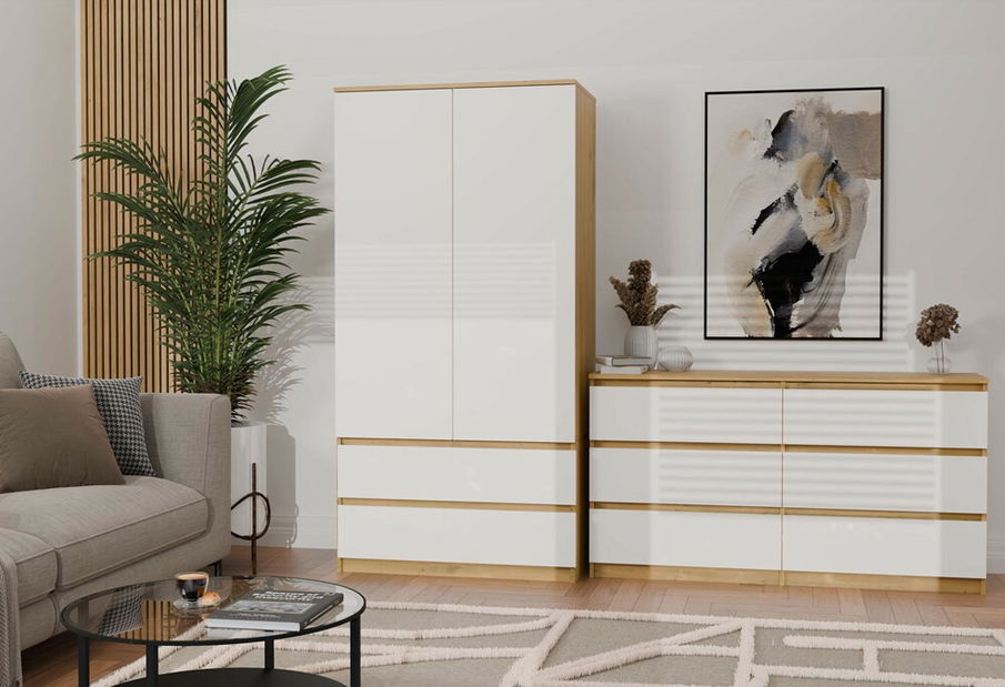 Komoda Musecalo 6 140 (dub artisan + bílá)