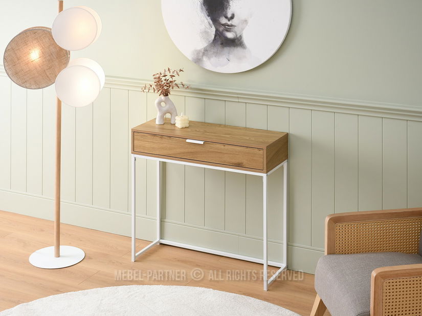 Konzolový stolek Norma M (dub + bílá)