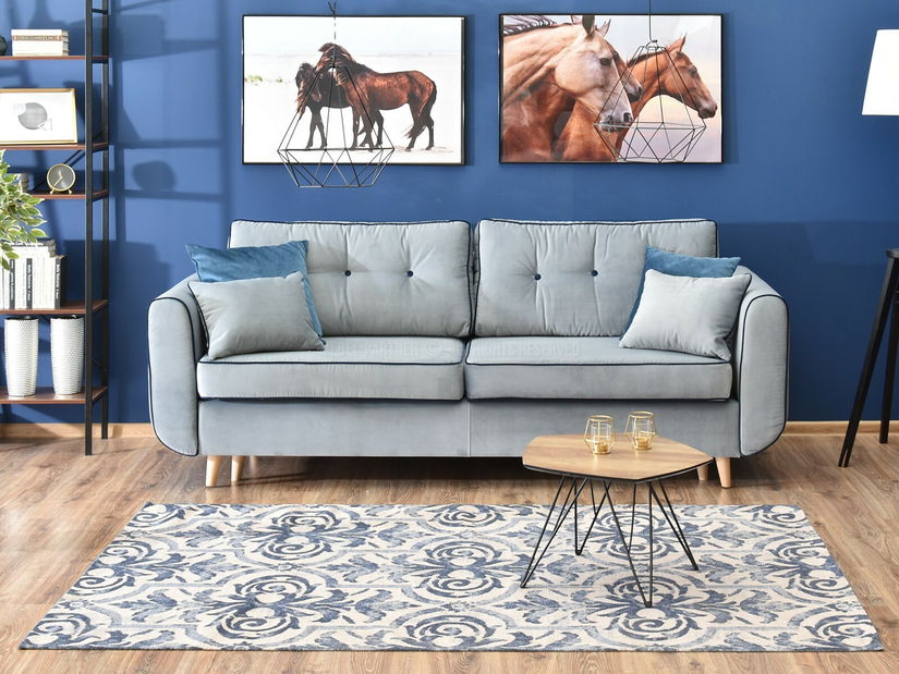 Pohovka dvousedačka Bacteria (modrá + dub)