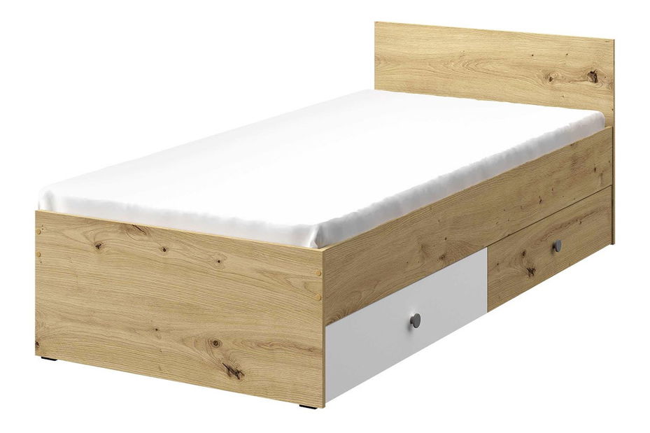 Jednolůžková postel 90cm Seraphina WK14 (dub artisan + bílá + šedá)