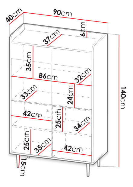 Vitrína Percival PC1 (černá + brandy castello)