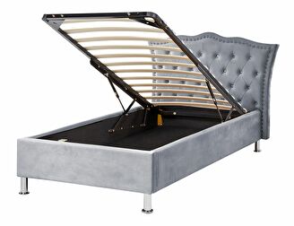 Jednolůžková postel 200 x 90 cm Metty (šedá) (s roštem) (s úl. prostorem)
