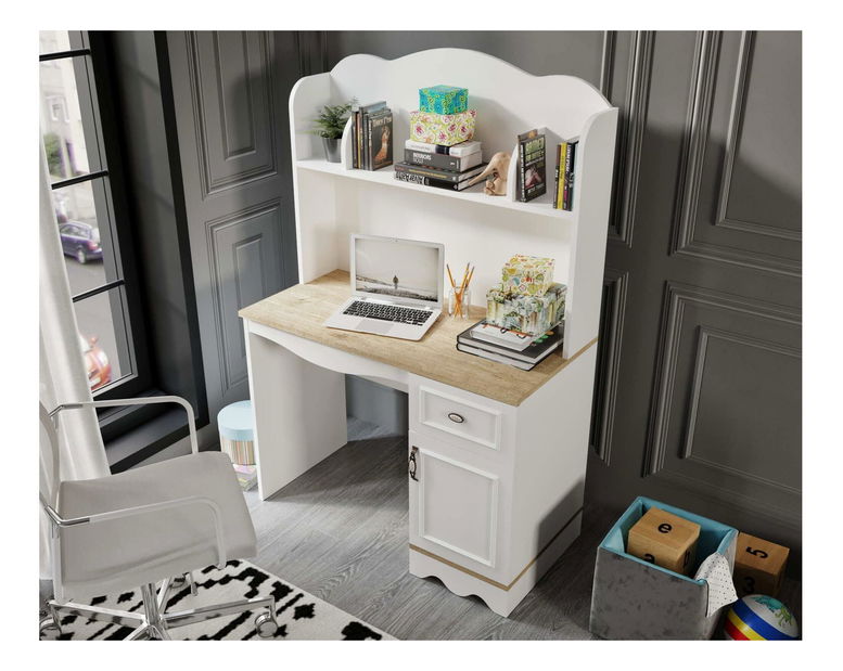 Psací stolek Timalo 2 (dub + bílá) *bazar