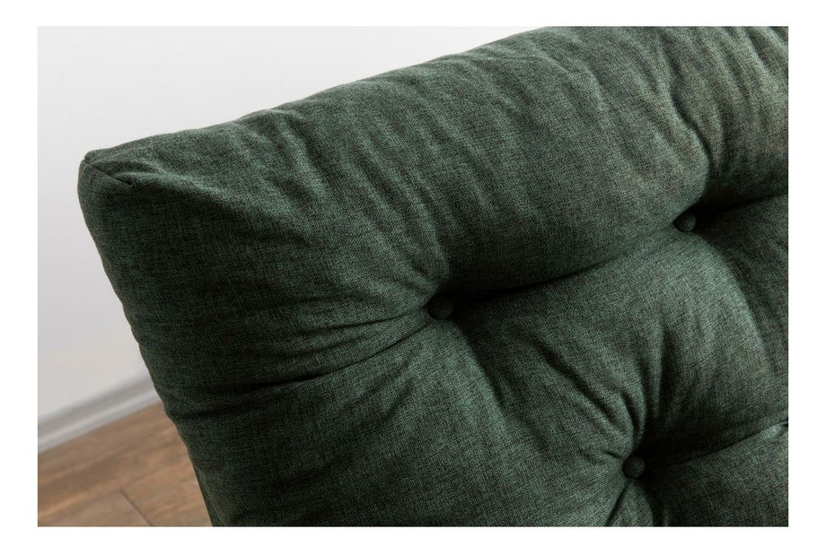 Rozkládací pohovka Sakotta (zelená + dřevo)