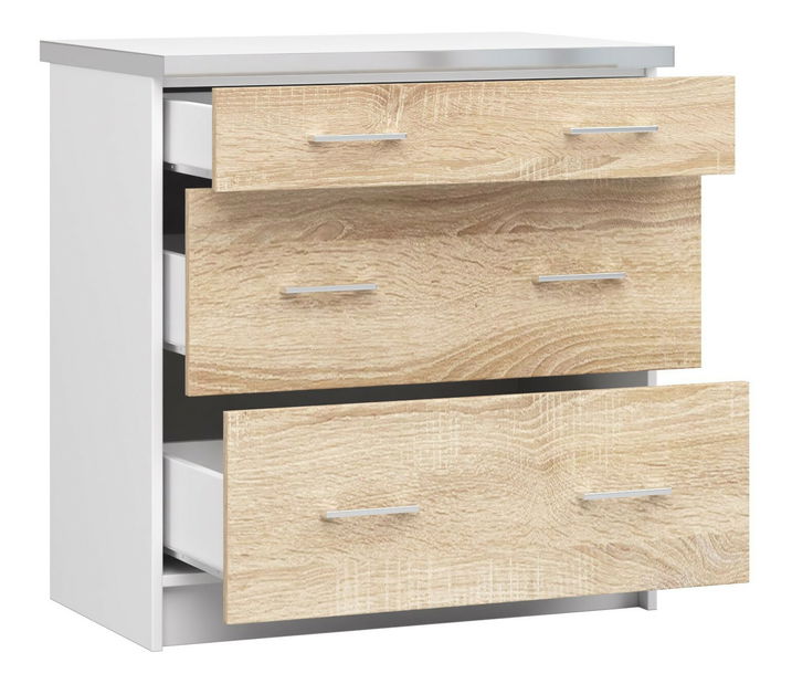 Dolní kuchyňská skříňka Lula s80 sz3 (matná bílá + dub sonoma)