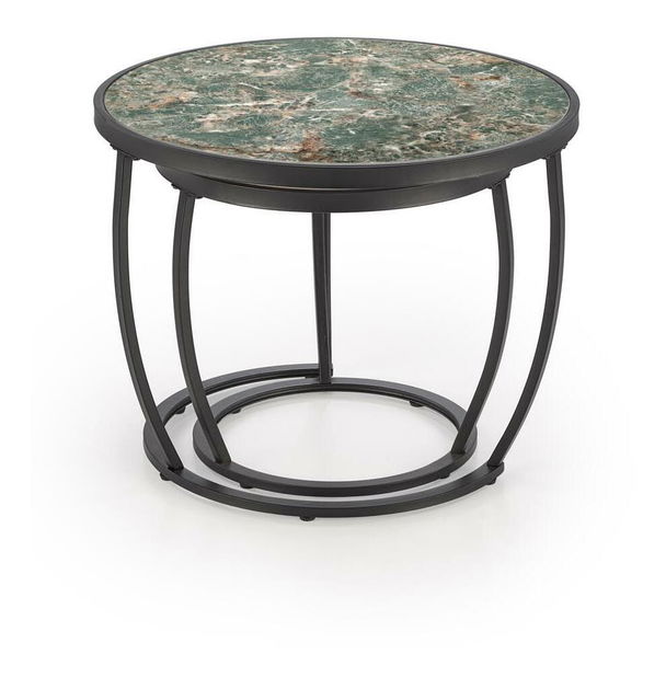 Set 2 ks. konferenčních stolků Inesz (zelený mramor + černá)